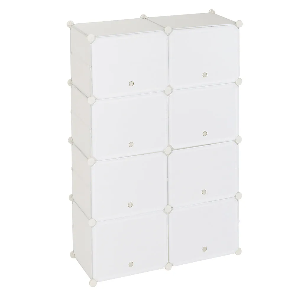 RONSHIN 2 Rows 7-tier 14 Grids Shoe Rack Organizer 40x30cm Cube Shoe Cabinet 72x32x122cm White