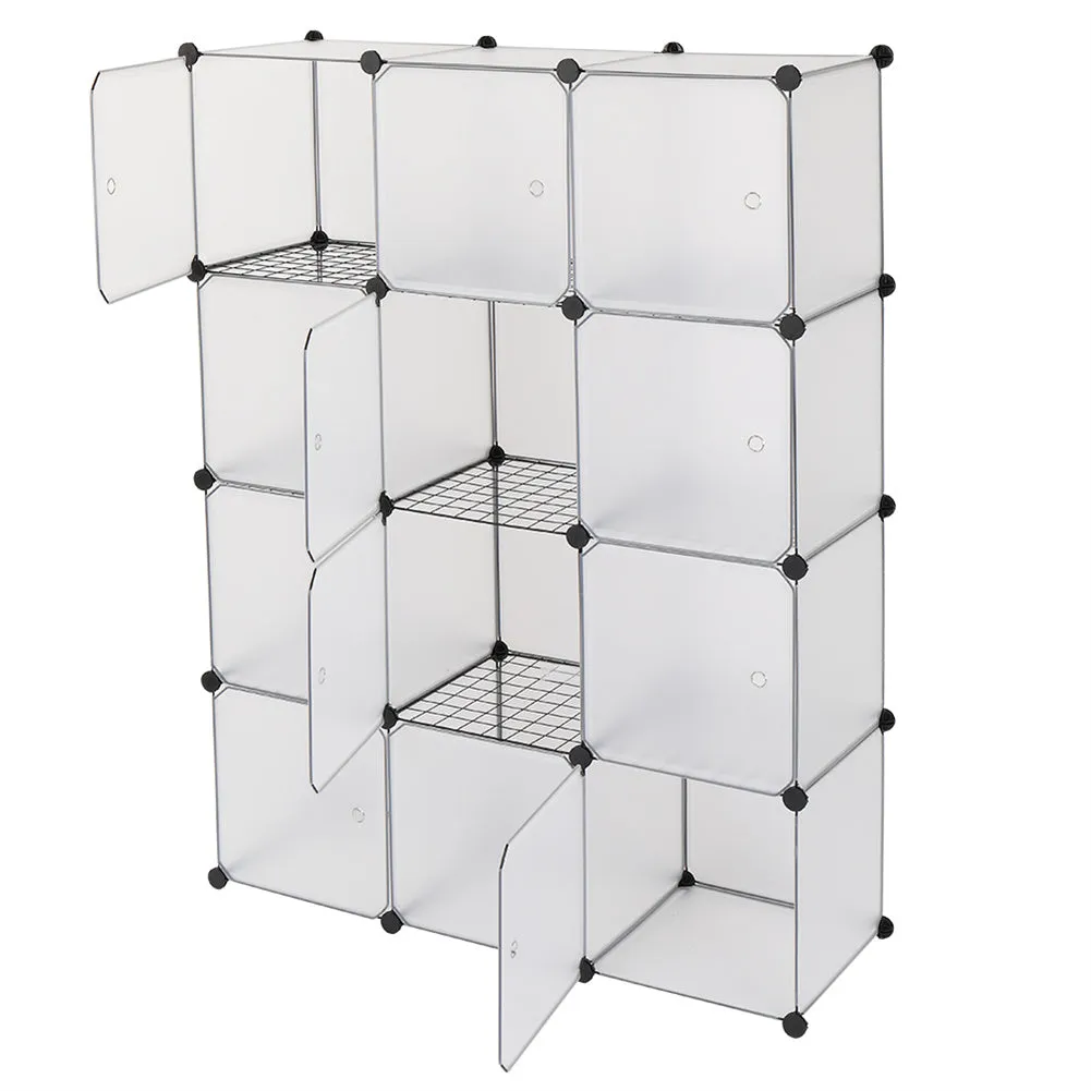 RONSHIN Storage Shelf 4 Layers 12-Cube 35x35x35 Cube Storage Cabinet with Door