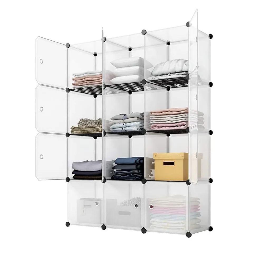 RONSHIN Storage Shelf 4 Layers 12-Cube 35x35x35 Cube Storage Cabinet with Door