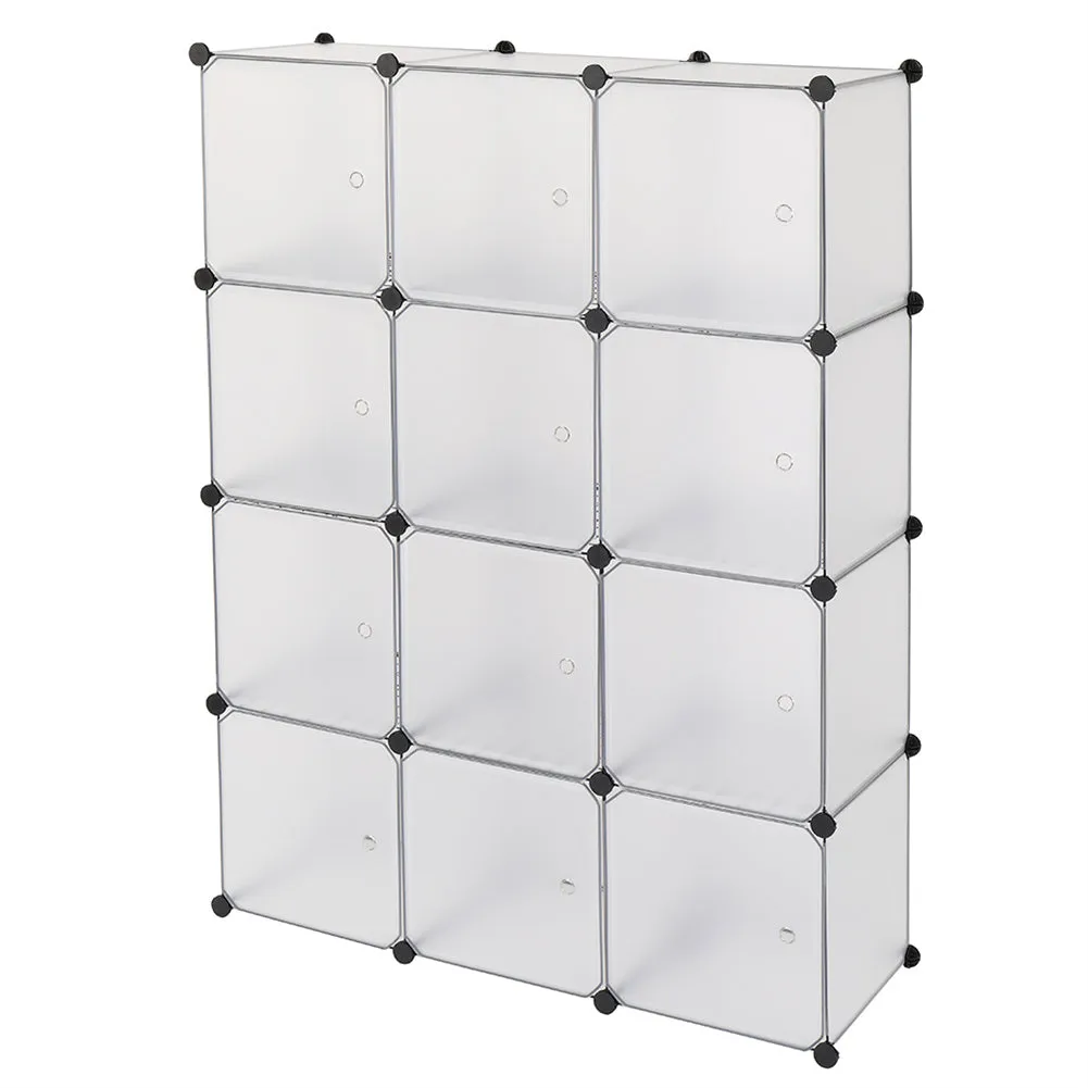 RONSHIN Storage Shelf 4 Layers 12-Cube 35x35x35 Cube Storage Cabinet with Door