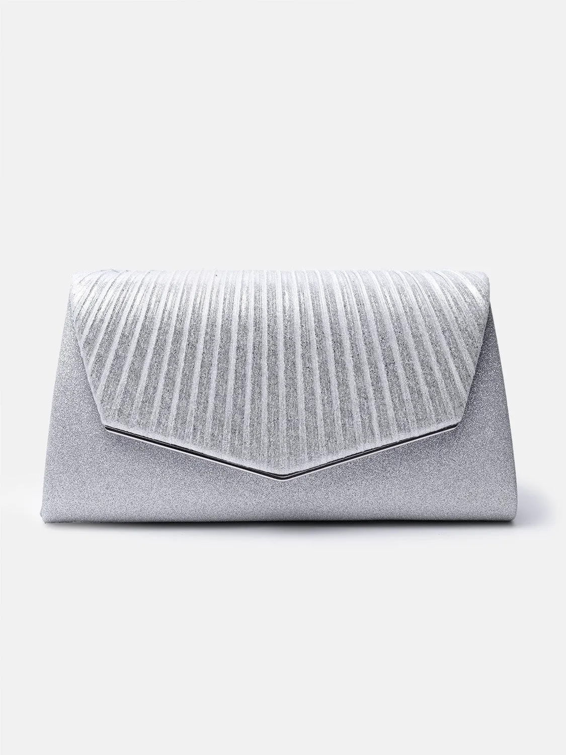 RORY GLITTER ENVELOPE CLUTCH BAG IN SILVER