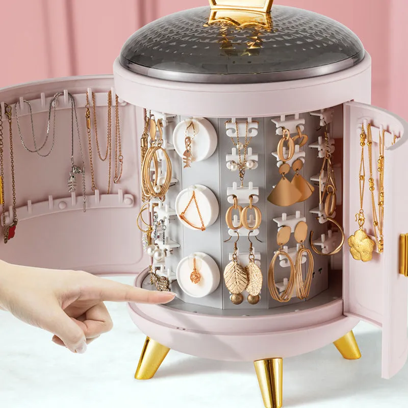 Royal Crown Jewelry Organizer Cabinet - Elegant Standing Storage for Rings, Necklaces, and Accessories