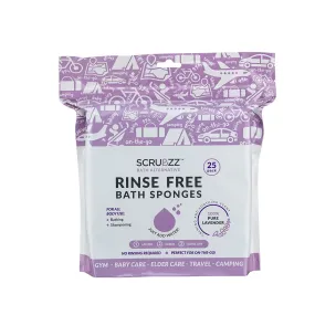 Scrubzz Disposable No Rinse Bathing Wipes - 25 Pack - All-in-1 Single Use Shower Wipes, Simply Dampen, Lather, and Dry Without Shampoo or Rinsing (Lavender, 1-Pack)