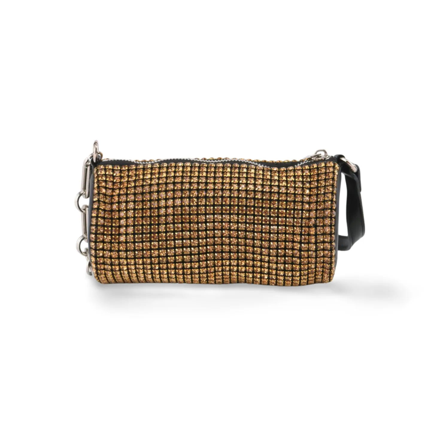 Silver and Gold Rhinestones Clutch Cylinder Evening Handbag For Women