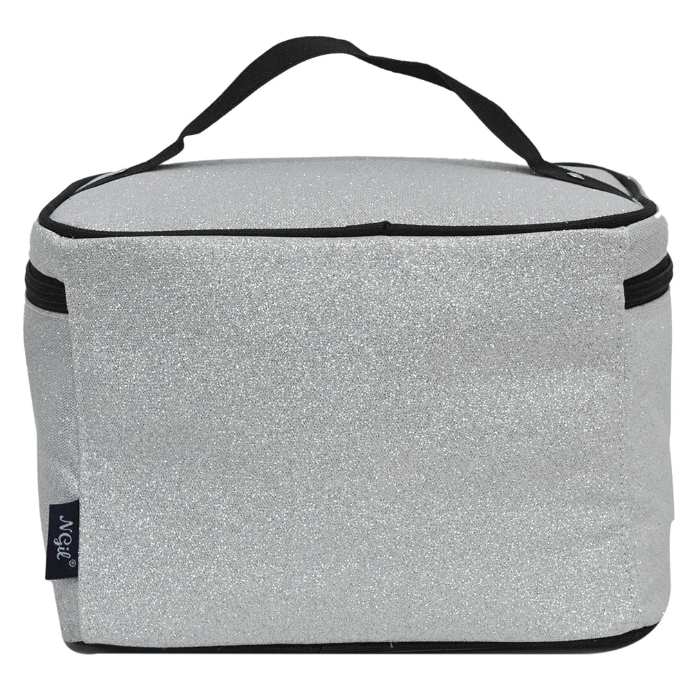 Silver Glitter NGIL Large Top Handle Cosmetic Case