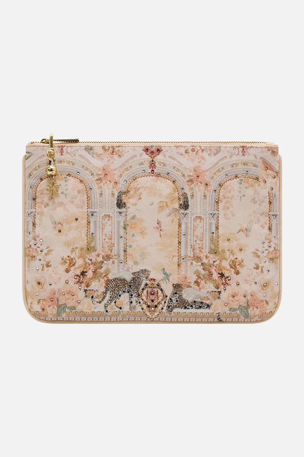 SMALL CANVAS CLUTCH ADORNED IN ANTIQUITY