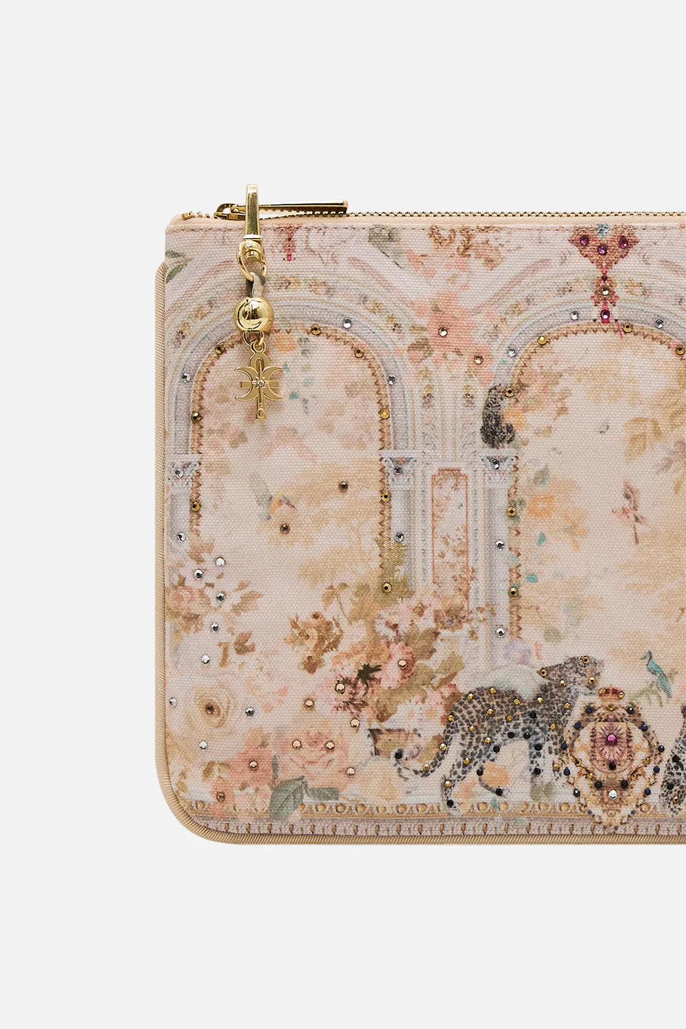 SMALL CANVAS CLUTCH ADORNED IN ANTIQUITY