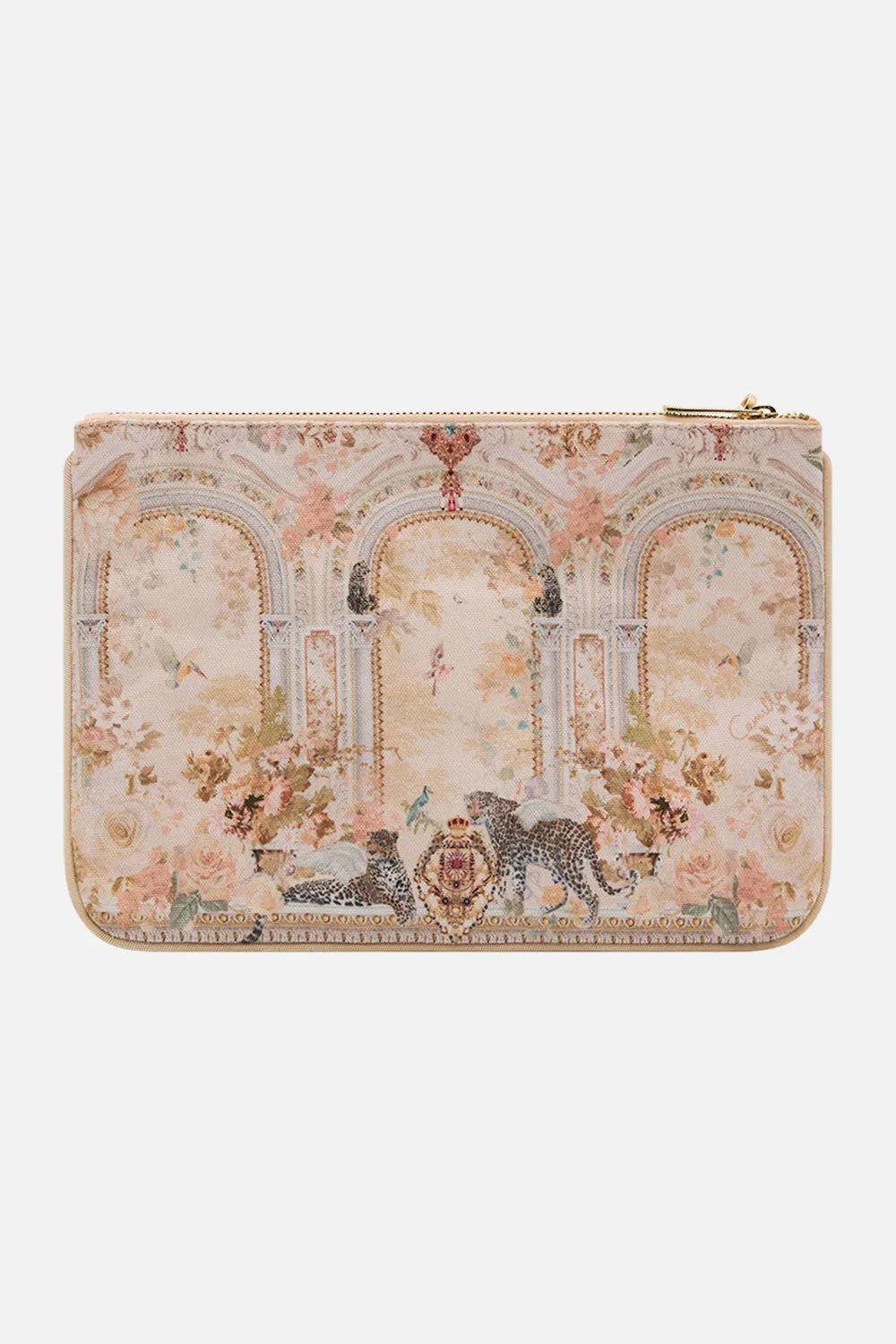 SMALL CANVAS CLUTCH ADORNED IN ANTIQUITY