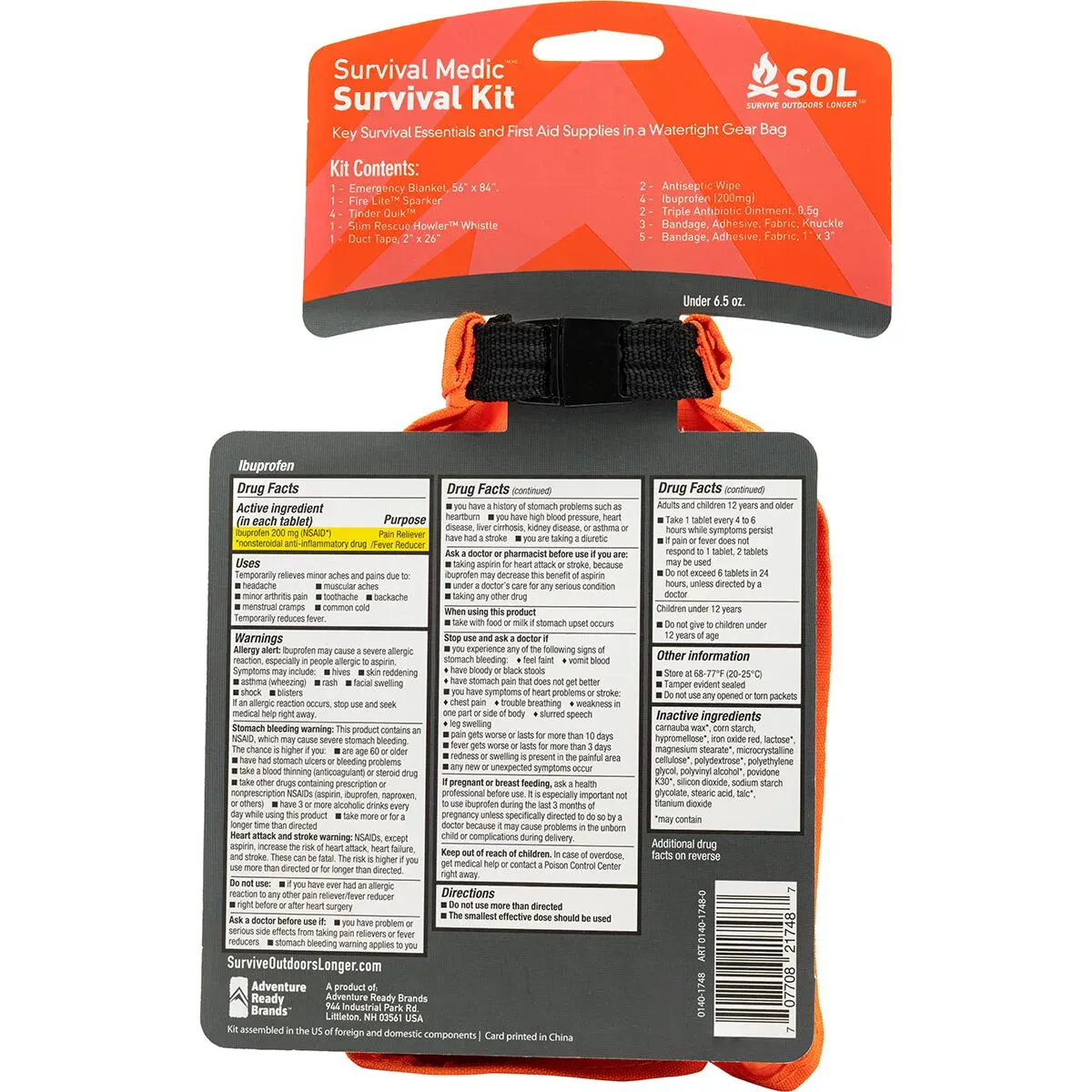 SOL Survival Medic Survival Kit with Dry Bag