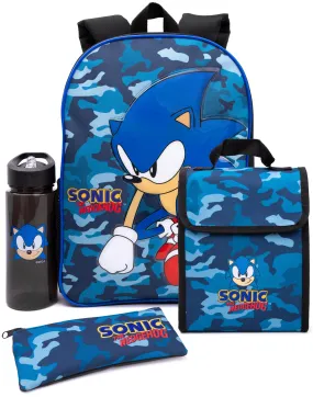 Sonic the Hedgehog Sonic Placement Print & Camo Print Boys Green 4 Piece Backpack Set