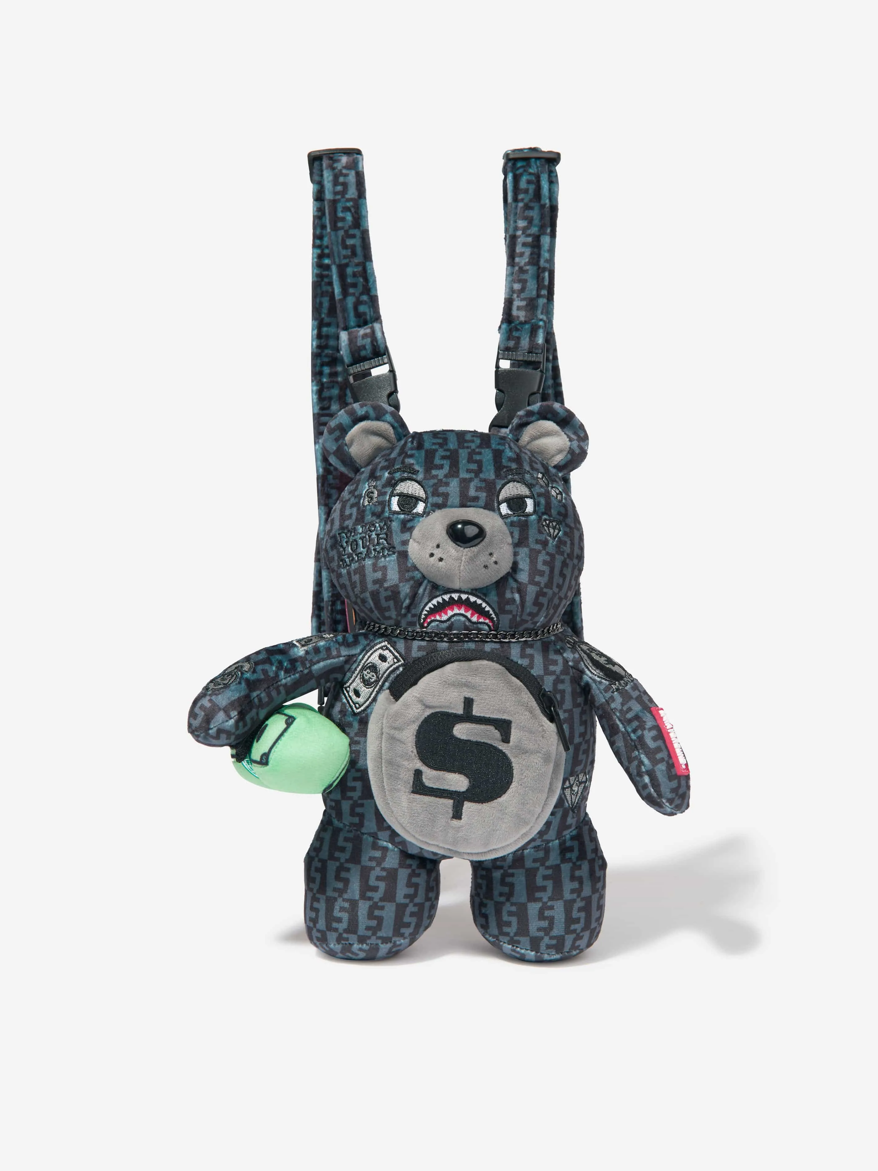 Sprayground Kids Money Check Bear Cub Mini Backpack in Grey