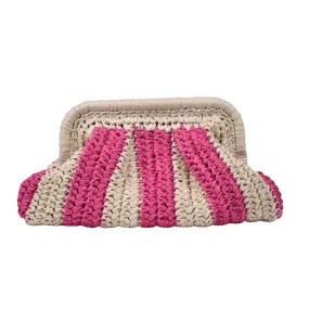 Striped Raffia Clutch Bag