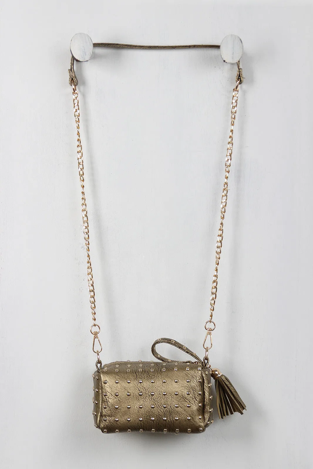 Studded Chain Link Tassel Mini Bag