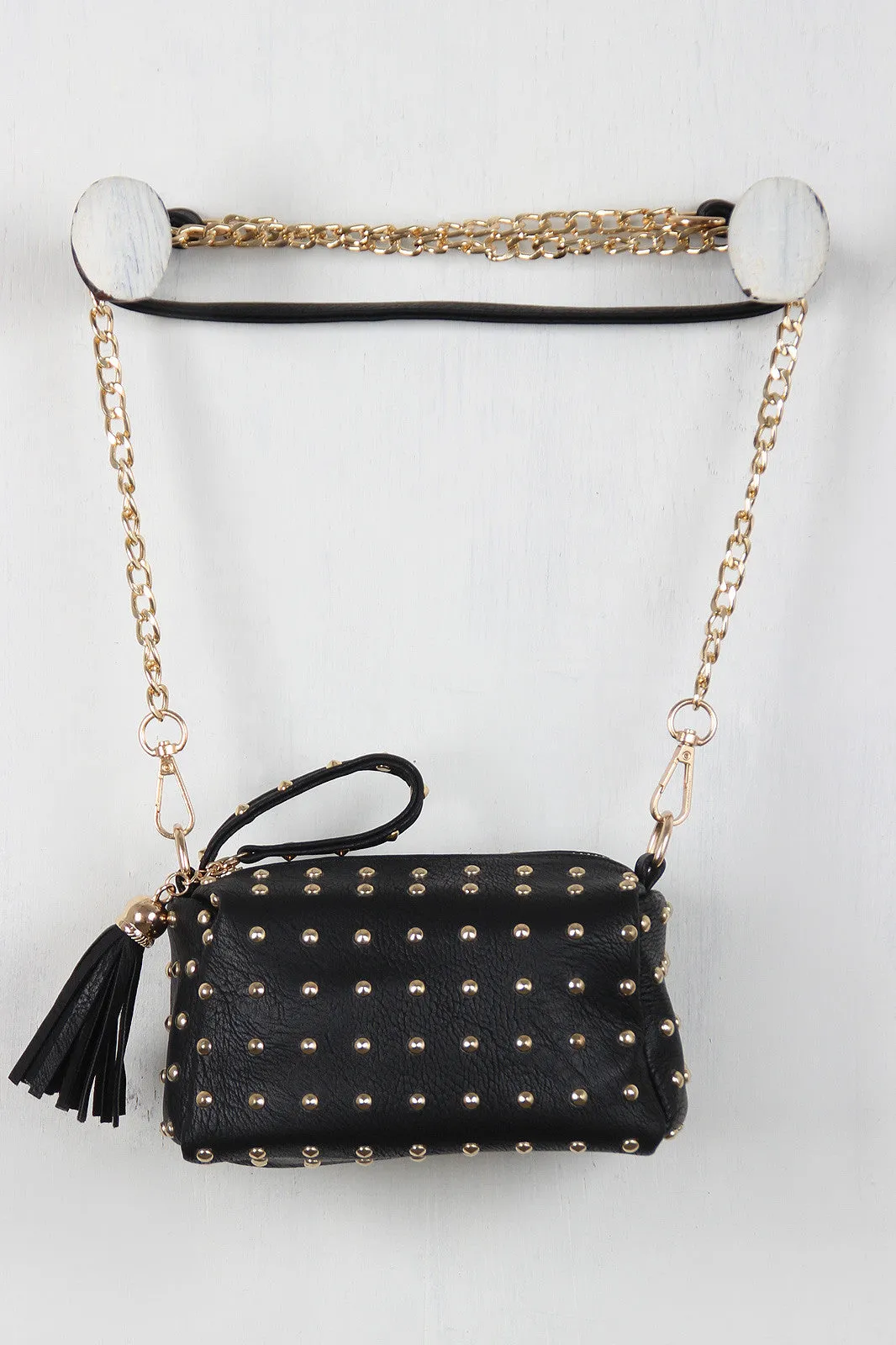 Studded Chain Link Tassel Mini Bag