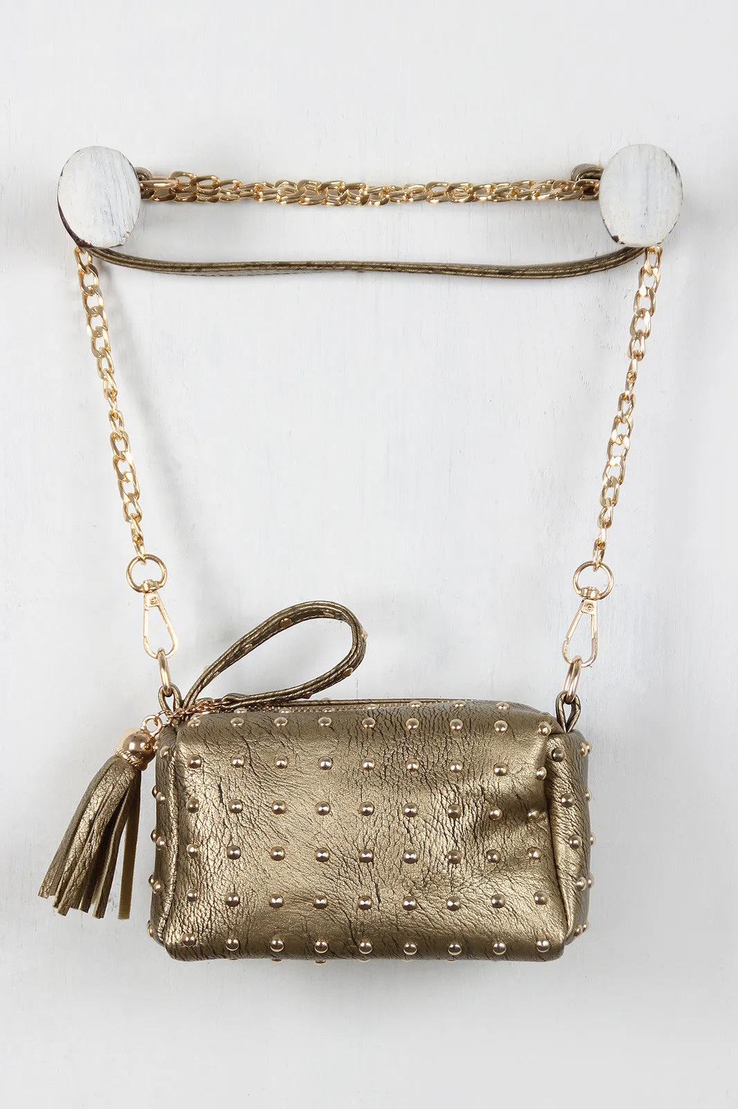 Studded Chain Link Tassel Mini Bag