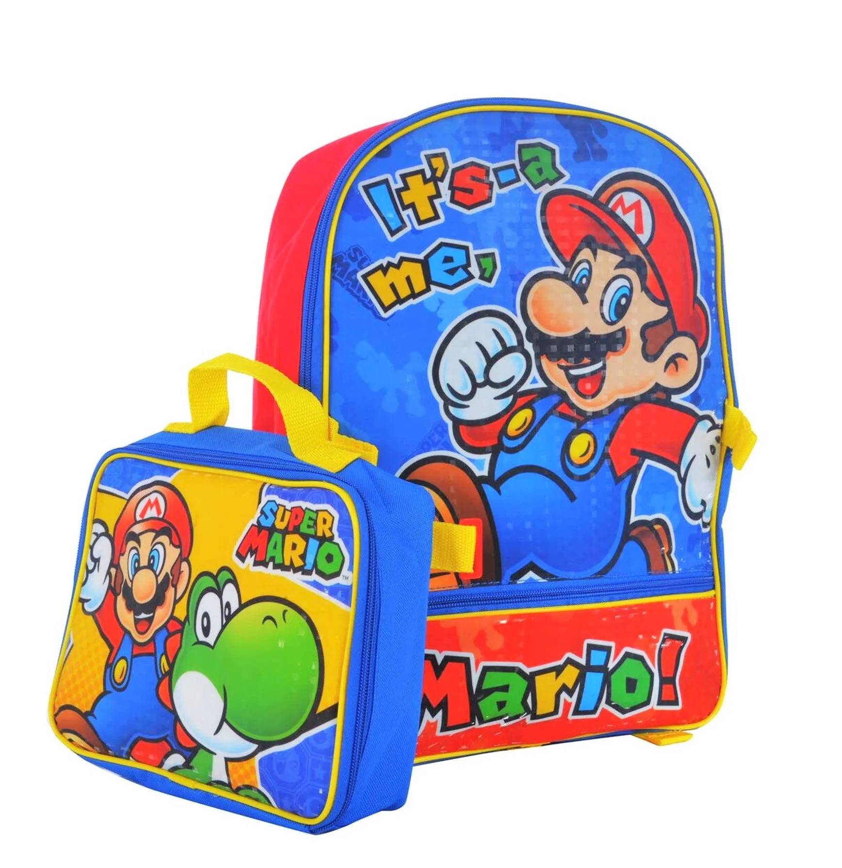 Super Mario Backpack Large 16 inch and Lunch Bag Set