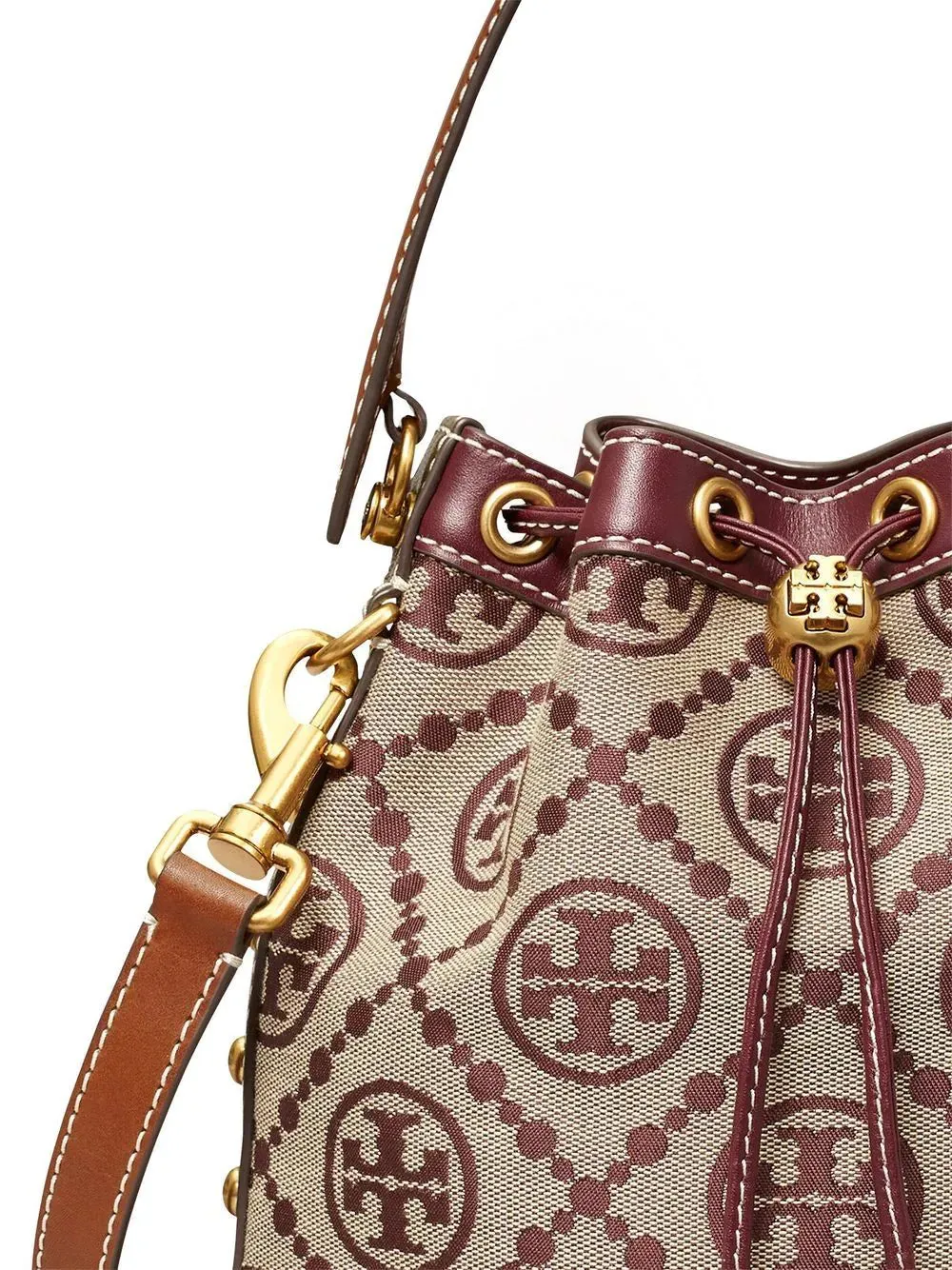 T Monogram Jacquard Studded Bucket Bag