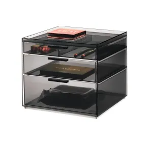 Tall Plastic Cosmetic 3-Drawer Organizer