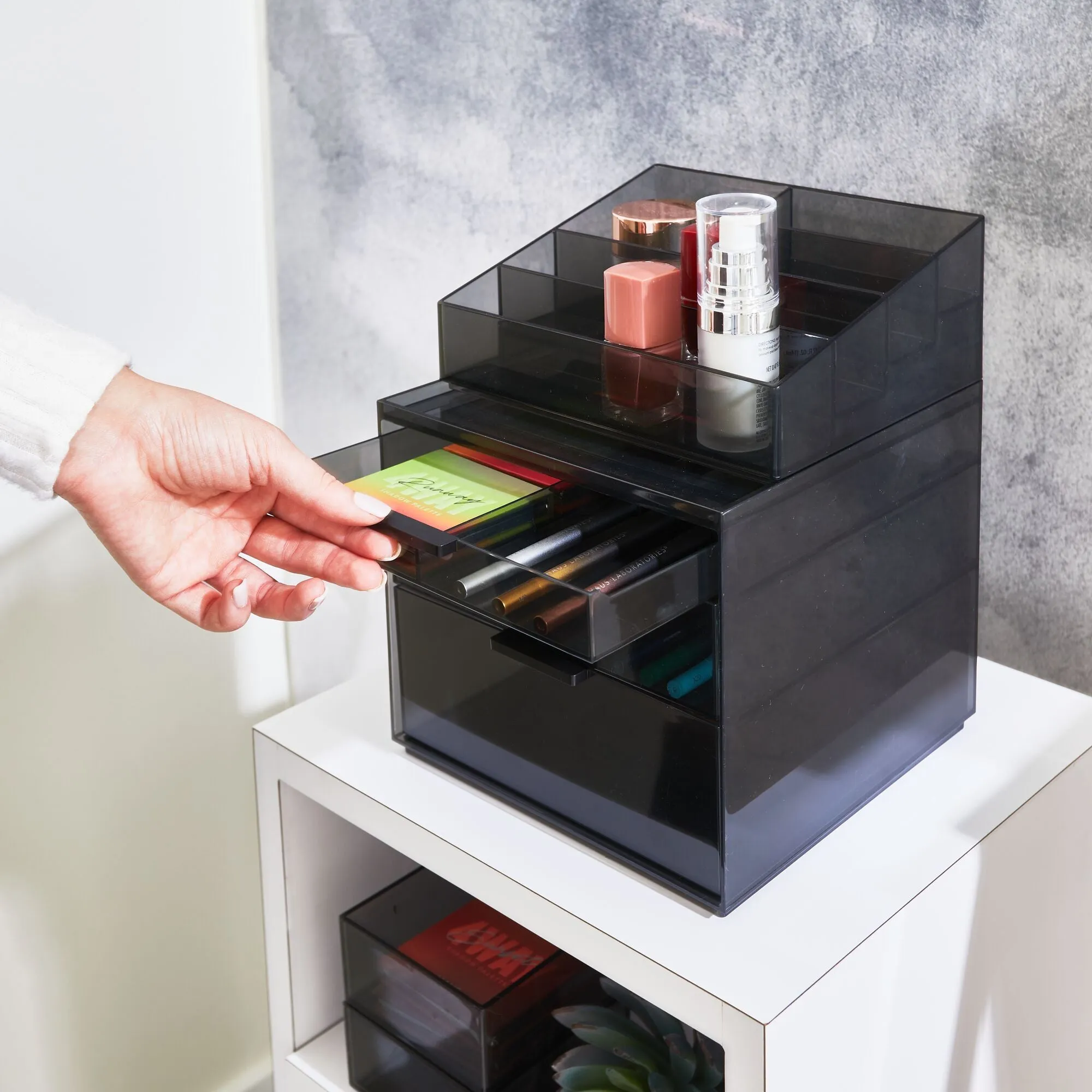 Tall Plastic Cosmetic 3-Drawer Organizer