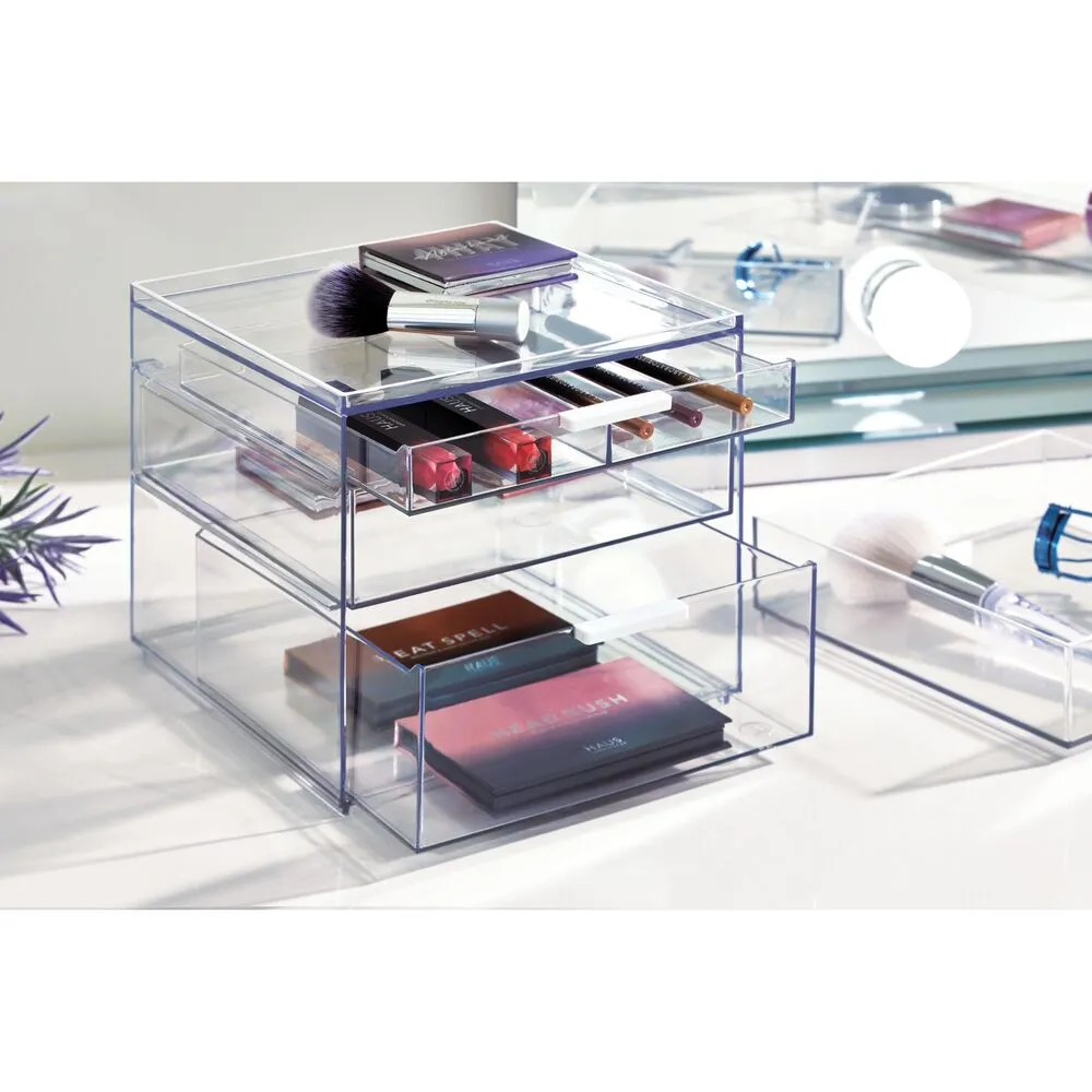 Tall Plastic Cosmetic 3-Drawer Organizer