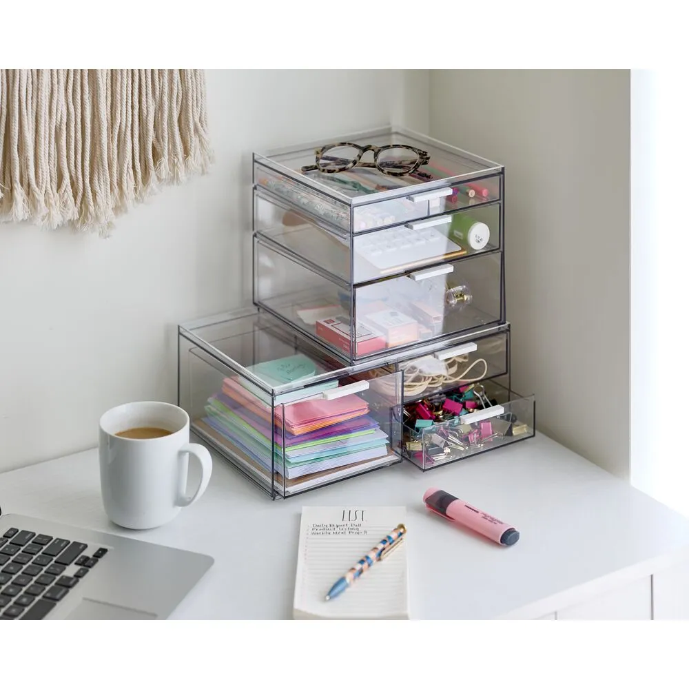 Tall Plastic Cosmetic 3-Drawer Organizer