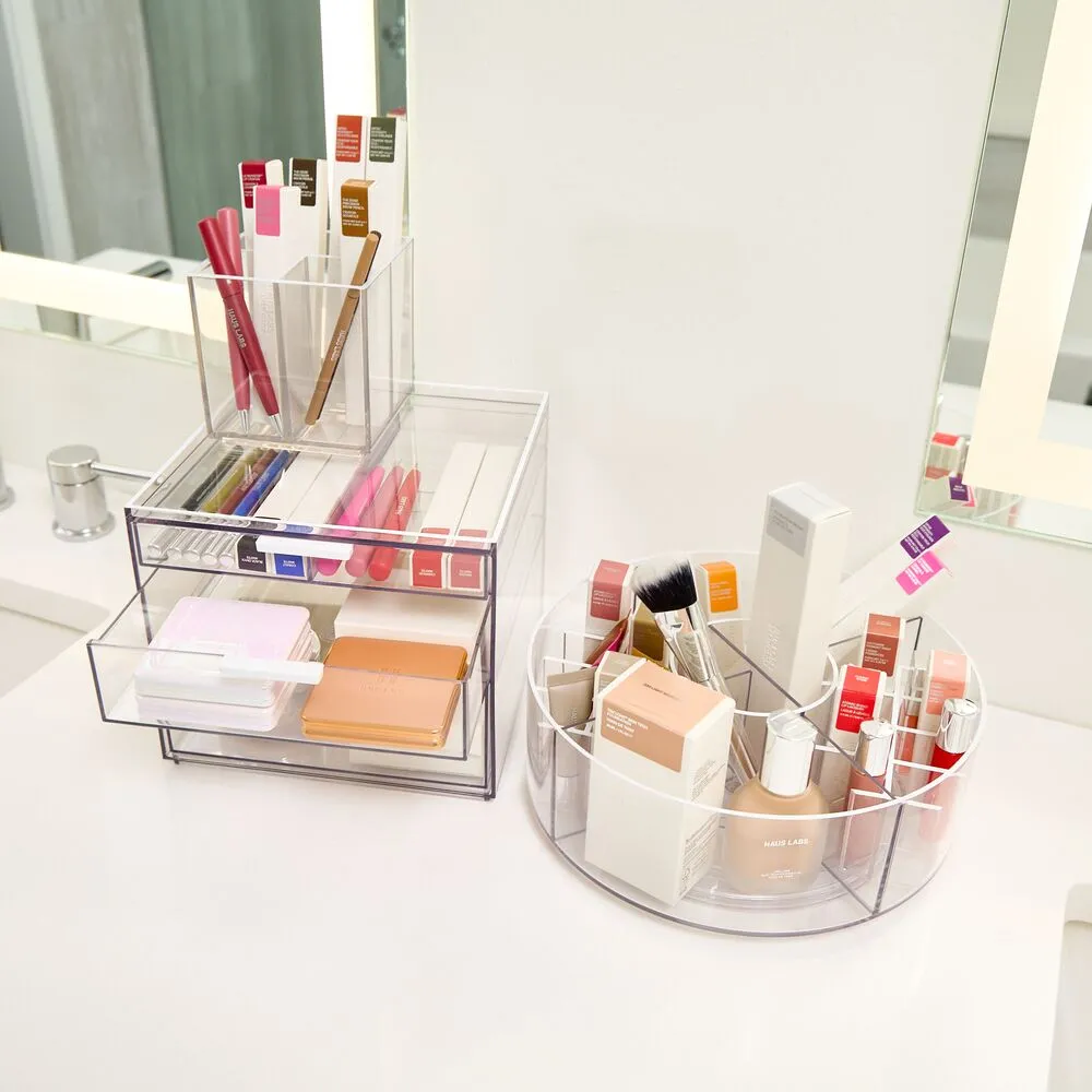 Tall Plastic Cosmetic 3-Drawer Organizer