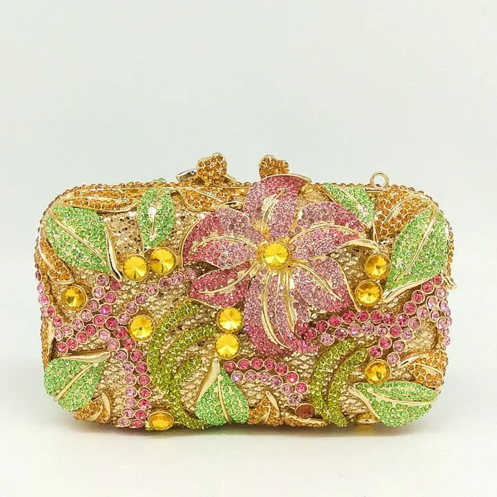 TEEK - Bejeweled Textured Floral Clutch | Various Colors