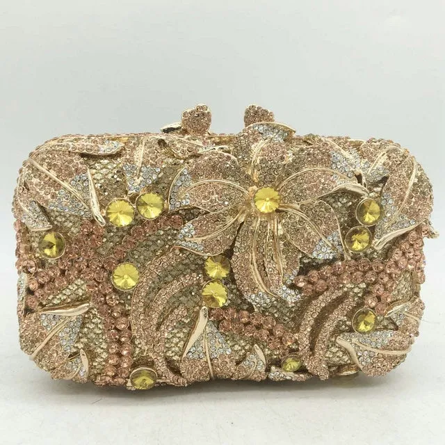 TEEK - Bejeweled Textured Floral Clutch | Various Colors