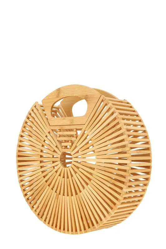 TEEK - Khaki Natural Bamboo Ark Hand Round Clutch