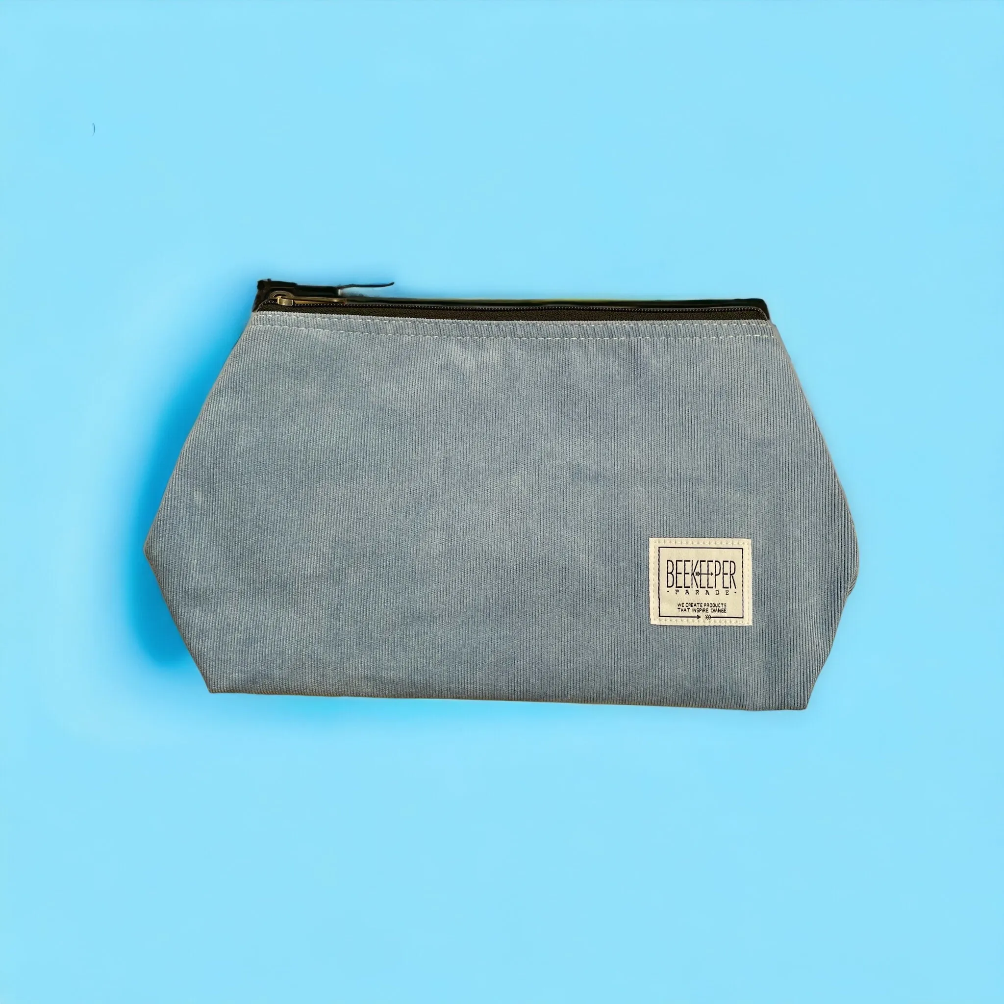 The Panda Periwinkle Blue 🐦 Corduroy Large Toiletry   Makeup Bag