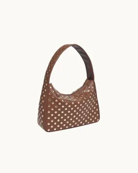 The Rebel: Studded Shoulder Bag Chocolate