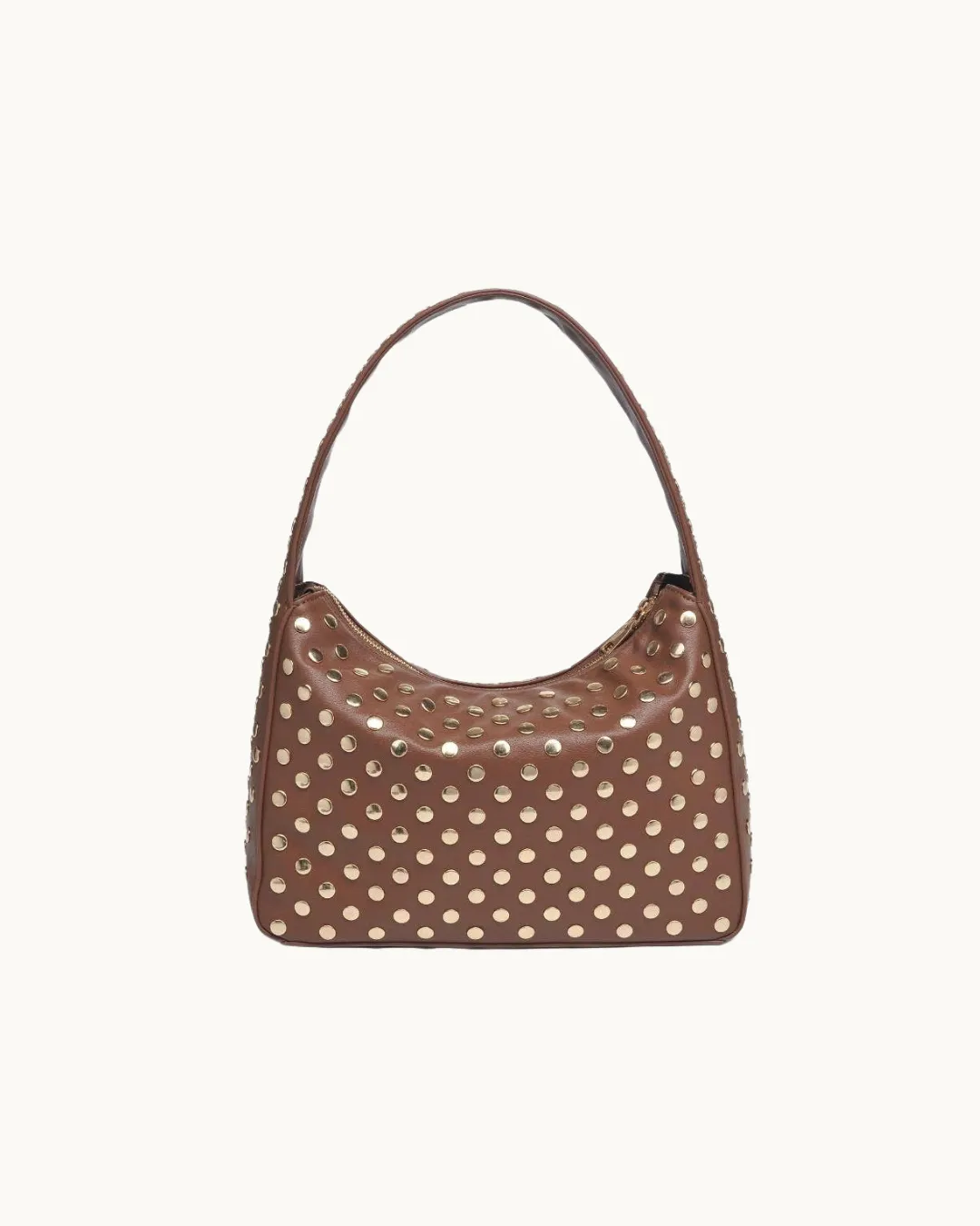 The Rebel: Studded Shoulder Bag Chocolate