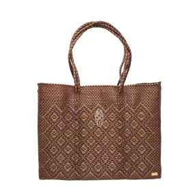 TRAVEL BURGUNDY GOLD AZTEC TOTE WITH CLUTCH