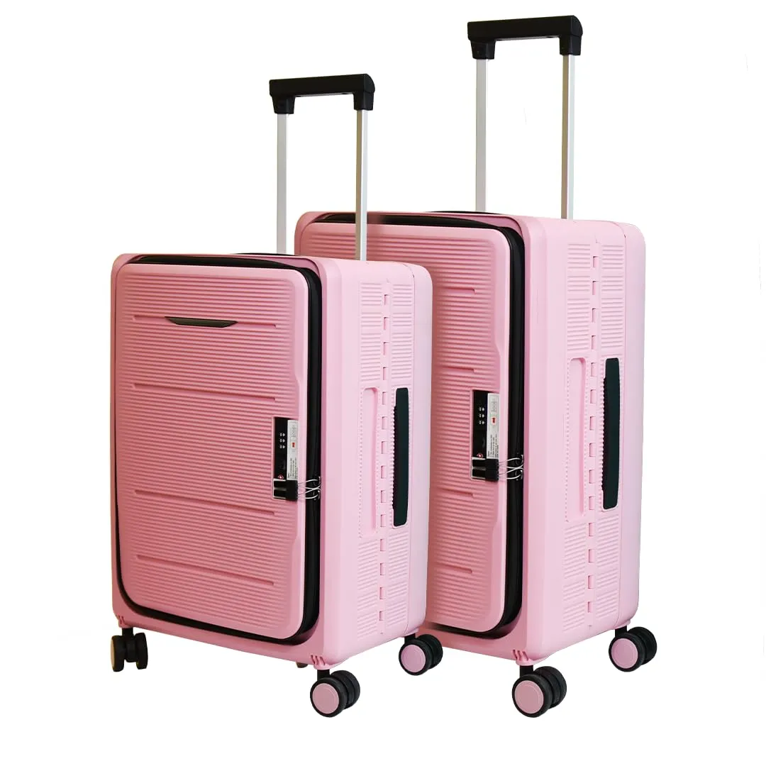 USHA SHRIRAM Cabin & Check-In Bag Combo (2 Pcs - 55cm & 65cm) Collapsible Luggage Bag | Polypropylene | Rose Pink | Suitcase For Travel | 360 Degree Wheel | Foldable Trolley Bag For Travel (Pack of 2)