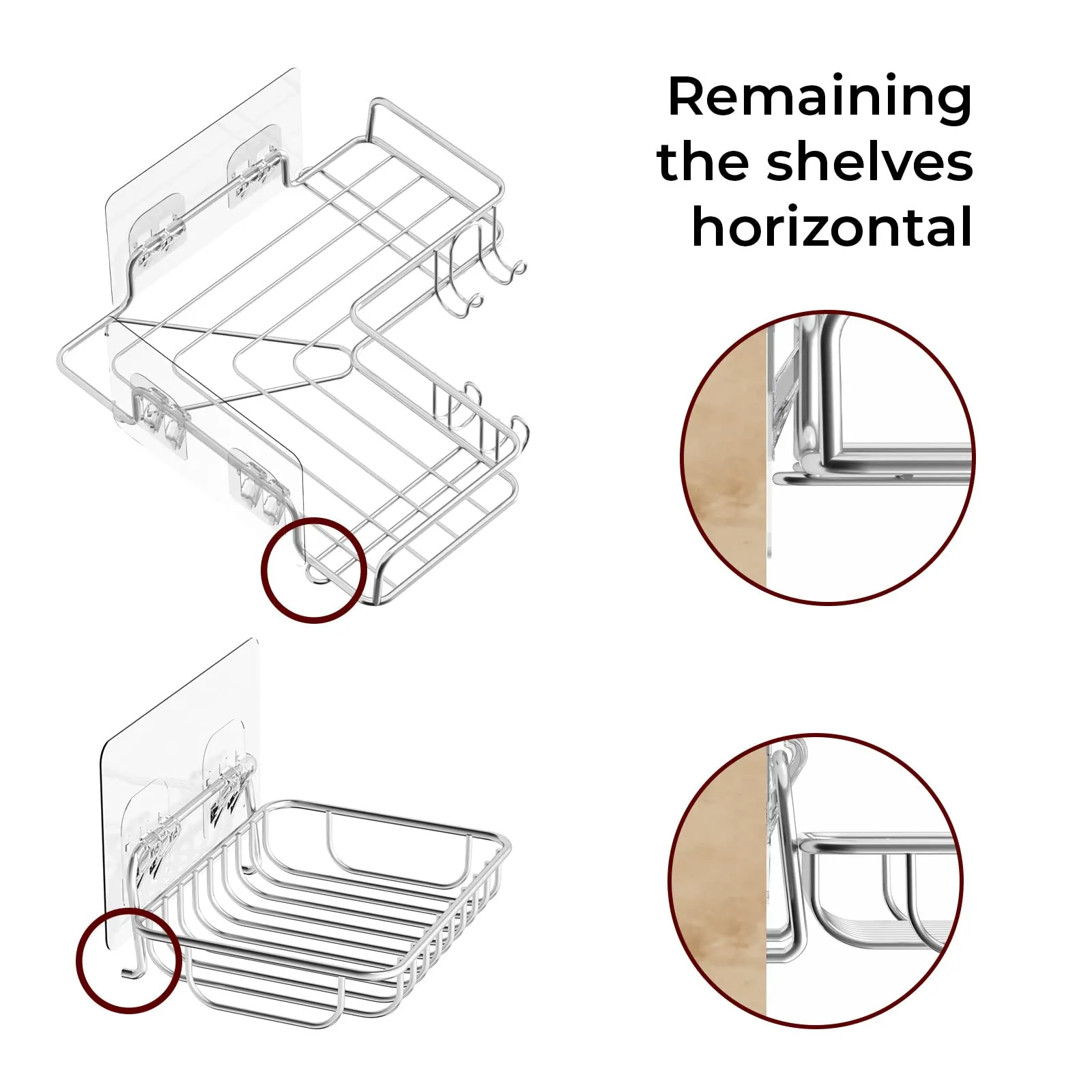 Vdomus Corner Shower Caddy Shelf, No Drilling Traceless Adhesive Rust Proof Stainless