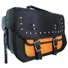 VS261 Vance Leather Medium Slant Studded Textile Saddle Bag