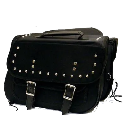 VS261 Vance Leather Medium Slant Studded Textile Saddle Bag