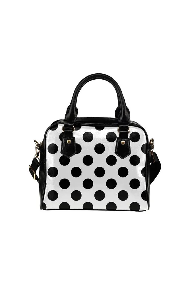 White & Black Polka-dot Shoulder Handbag