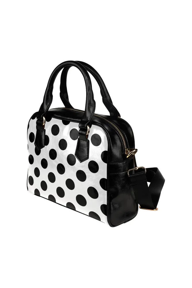 White & Black Polka-dot Shoulder Handbag