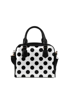 White & Black Polka-dot Shoulder Handbag