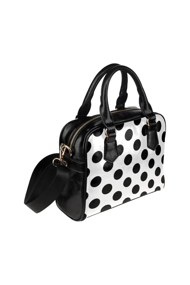 White & Black Polka-dot Shoulder Handbag