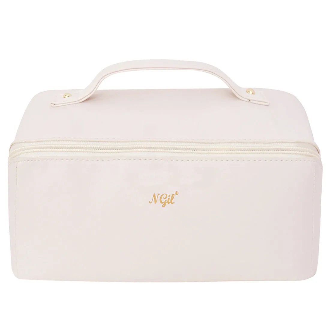 White NGIL Medium Faux Leather Expandable Travel Toiletry