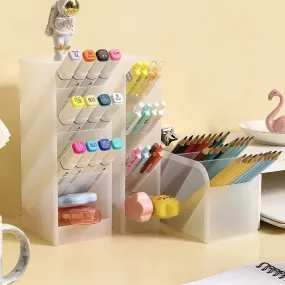 White Vertical Desktop Storage and Pen Organizer