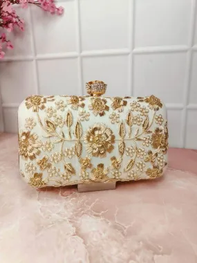 White Zardozi Clutch Box