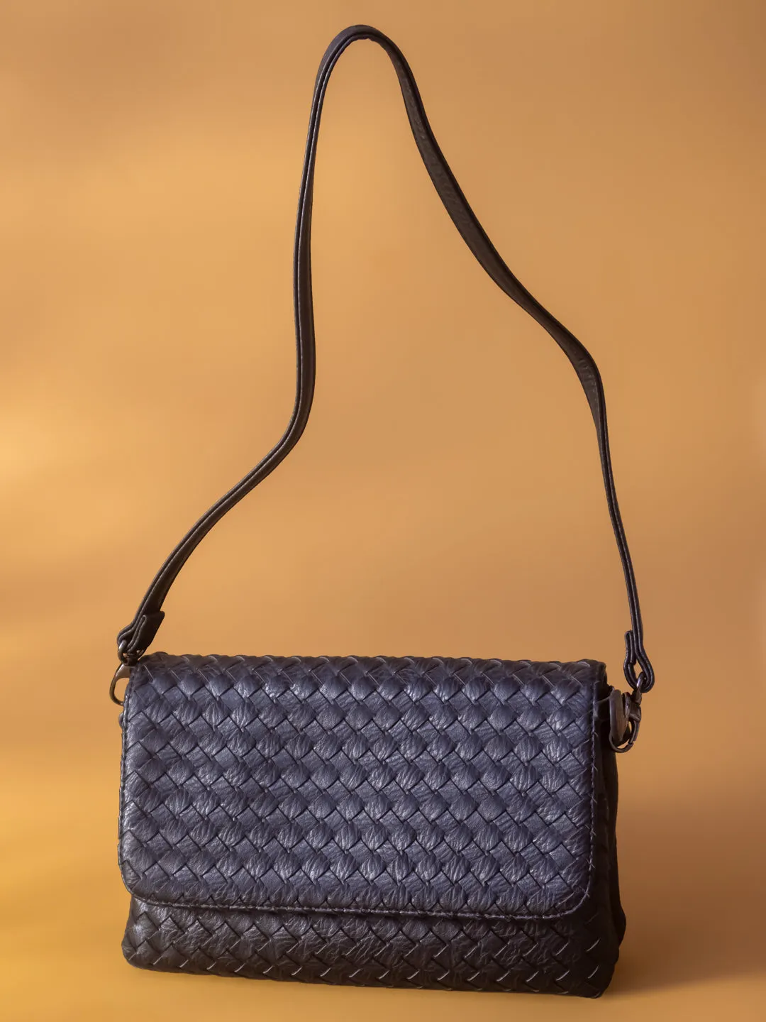 Women Black Animal Textured Sling Bag