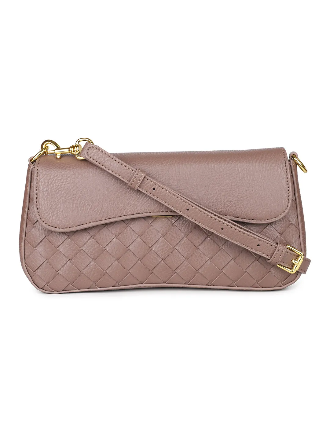 Women Brown Woven Textured Sling Bag