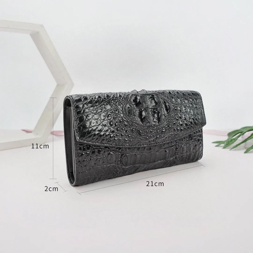 Womens  Crocodile Leather Envelope Evening Clutch Bag