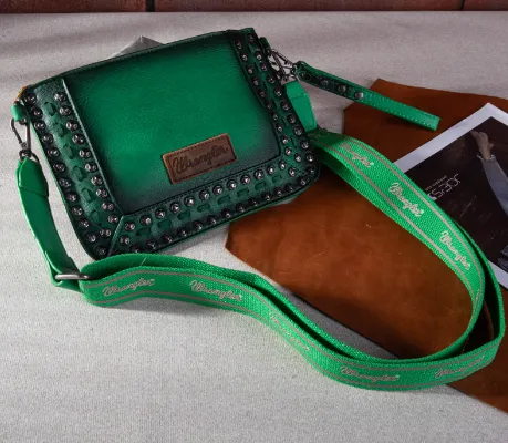 Wrangler Green Rivets Studded Crossbody Clutch Wristlet WG65-2004SGN