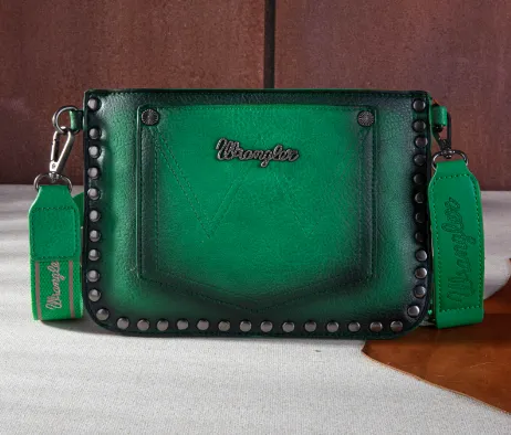 Wrangler Green Rivets Studded Crossbody Clutch Wristlet WG65-2004SGN