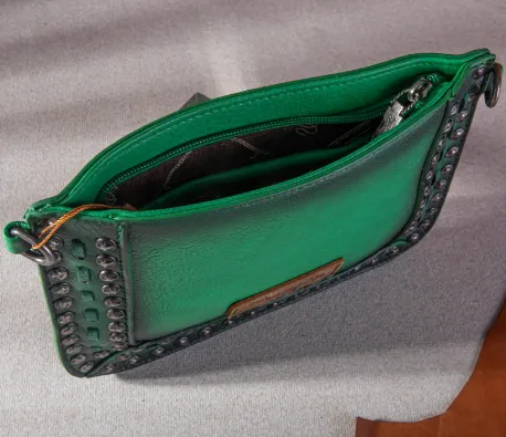 Wrangler Green Rivets Studded Crossbody Clutch Wristlet WG65-2004SGN